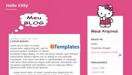 2 Column Blogger Template - Hello Kitty
