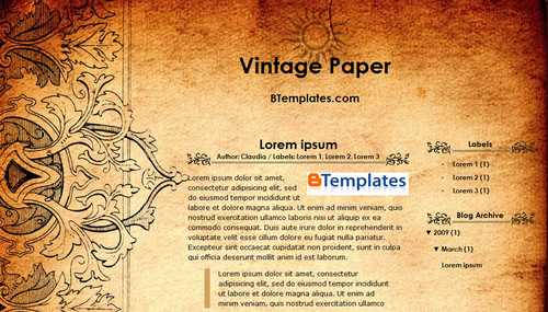 Vintage paper Blogger Template