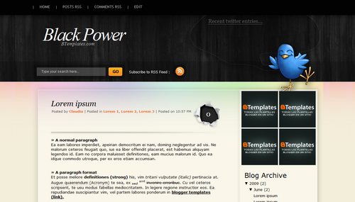 black power 10 Free Dark Themed Blogger Templates 