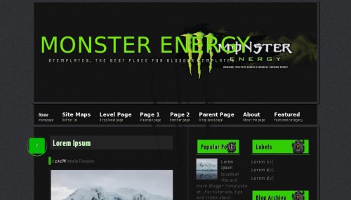 Template blogger Monster Energy
