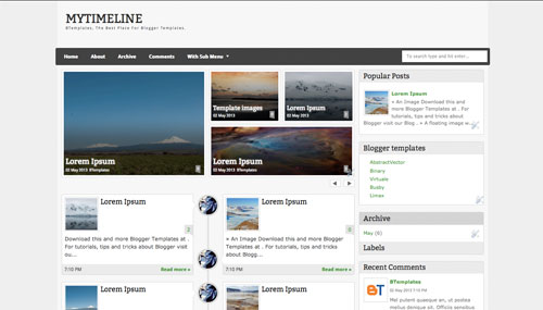 MyTimeLine Blog Template Free Download from BTemplates