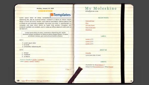 My Moleskine Blogger template BTemplates