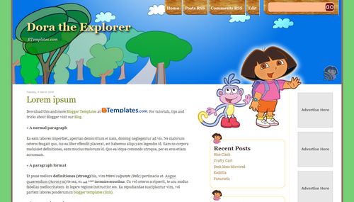 Dora the Explorer Blogger template - BTemplates