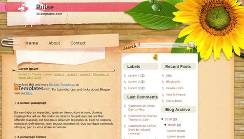 Pulse Blogger template - BTemplates