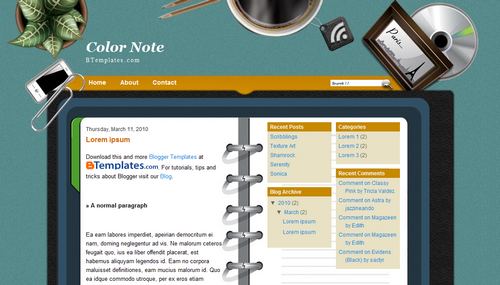 Color Note Blogger Template - BTemplates