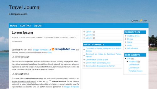 Travel Journal Blogger template - BTemplates