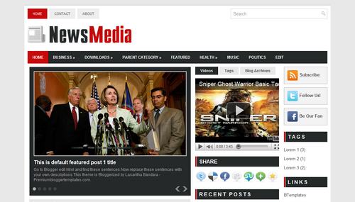 News Media Blogger template - BTemplates