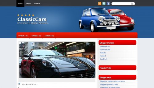 ClassicCars Blogger Template - BTemplates