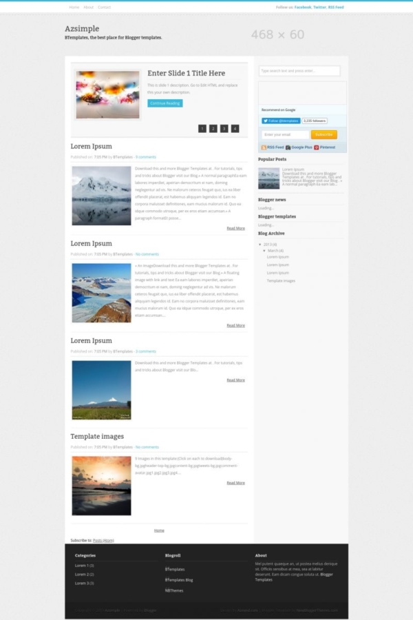Azsimple Blogger Template - BTemplates