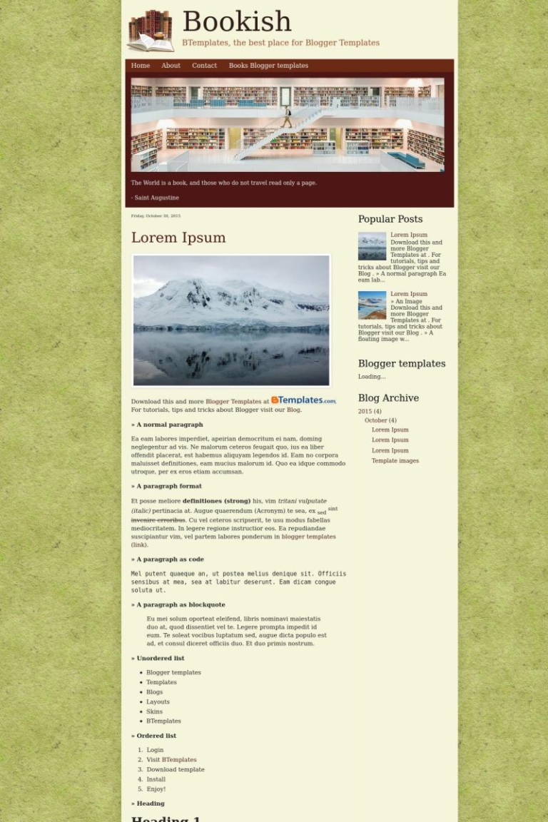Booklet Style Blog Format Bookish Blogger Template - BTemplates