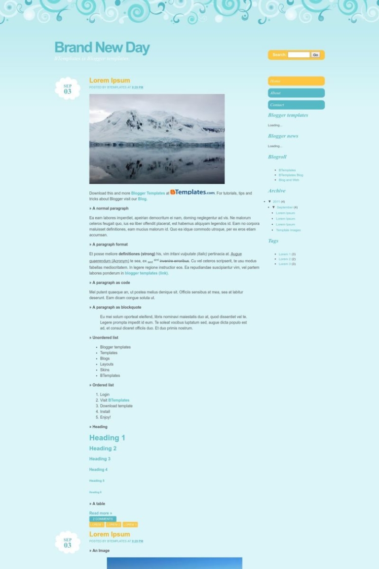 Modern Day Blogger Brand New Day Blogger Template - BTemplates