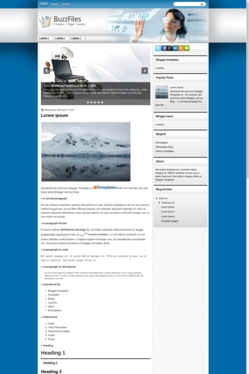 BuzzFiles Blogger Template - BTemplates