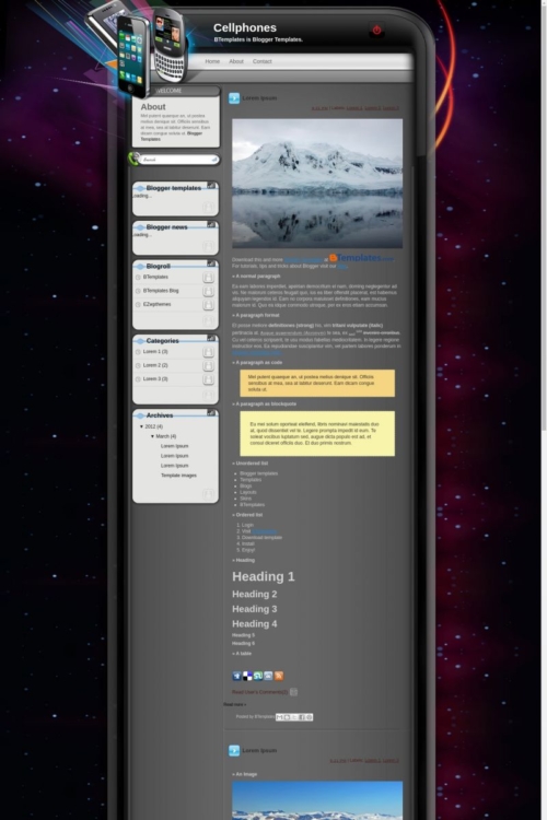 Cellphones Blogger Template - BTemplates