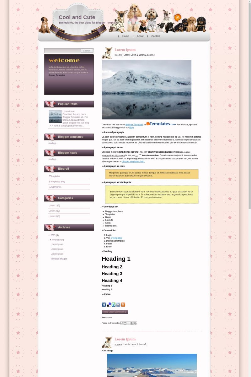 Cool and Cute Blogger Template - BTemplates