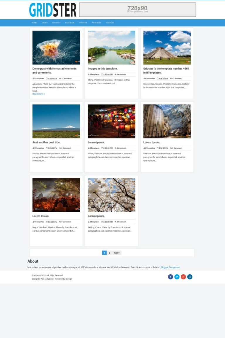 Gridster Blogger Template - BTemplates