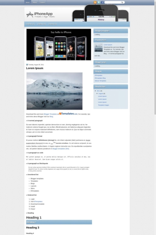 Blogger App Pattern iPhoneApp Blogger Template - BTemplates