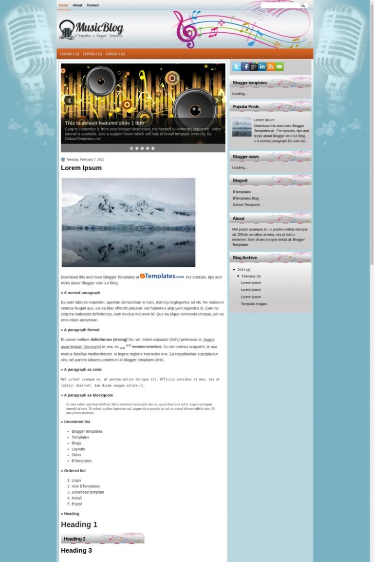 MusicBlog Blogger Template - BTemplates