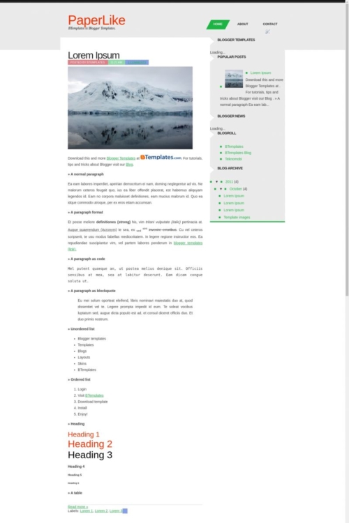 PaperLike Blogger Template - BTemplates