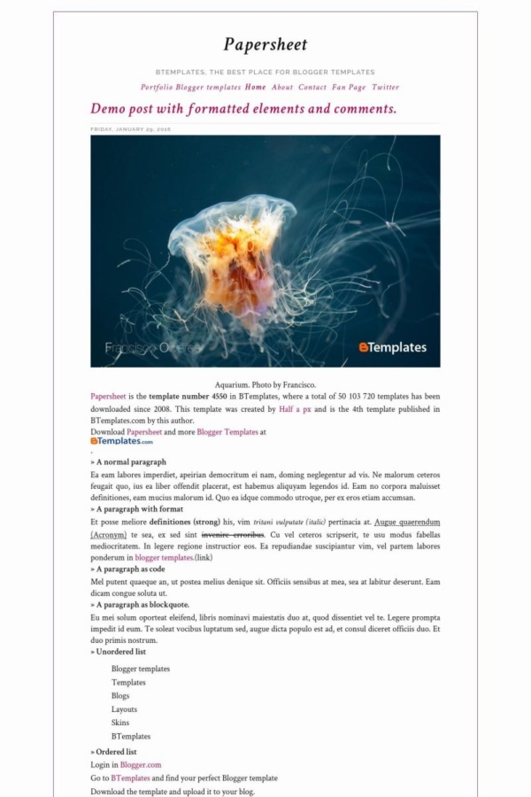 Papersheet Blogger Template - BTemplates