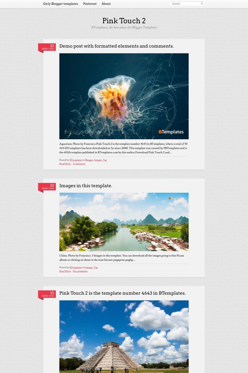 Download Pink Touch 2 Blogger Template