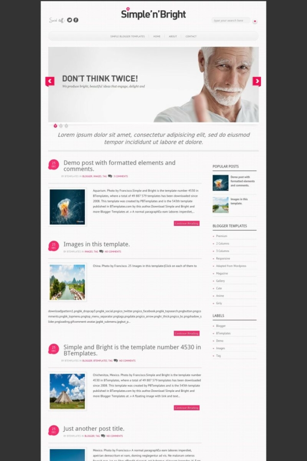 Simple and Bright Blogger Template - BTemplates
