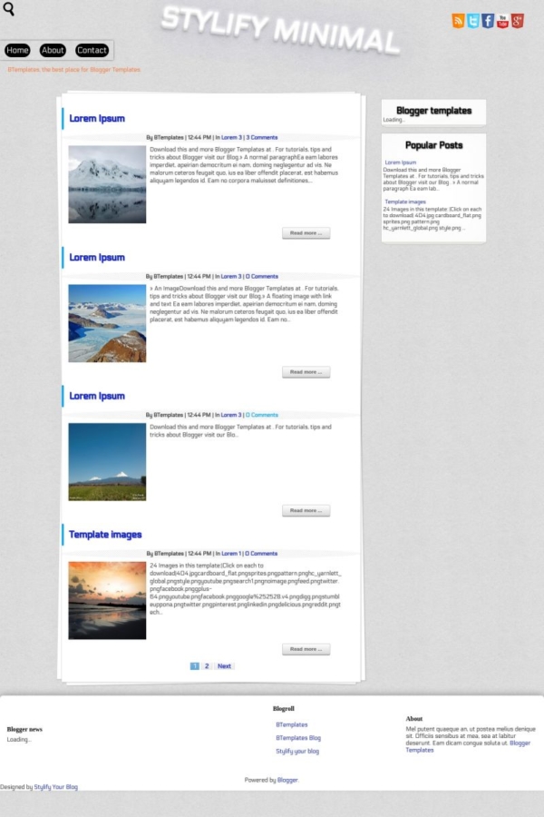 Stylify Minimal Blogger Template - BTemplates