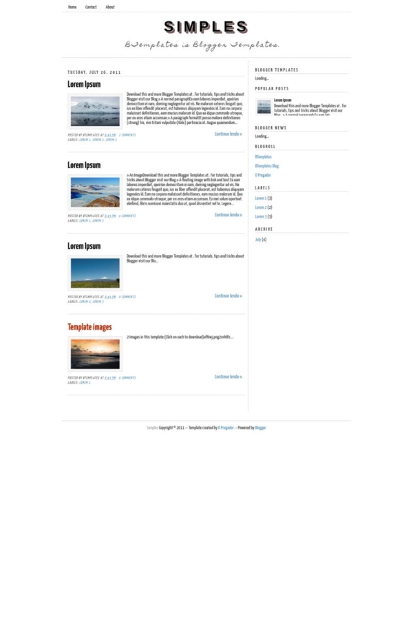 Simple Blogger Temp Simples Blogger Template - BTemplates