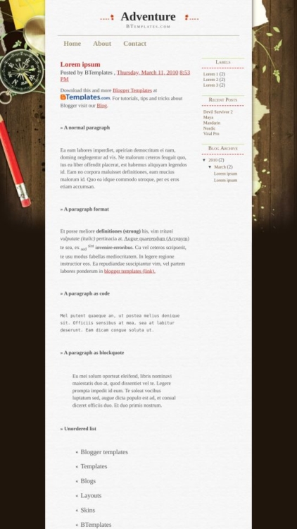 Adventure Blogger Template - BTemplates