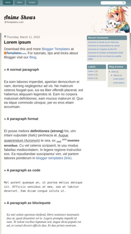 Anime Shows Blogger Template - BTemplates