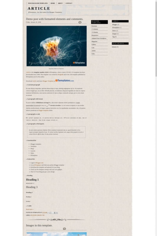 Article Blogger Template - BTemplates