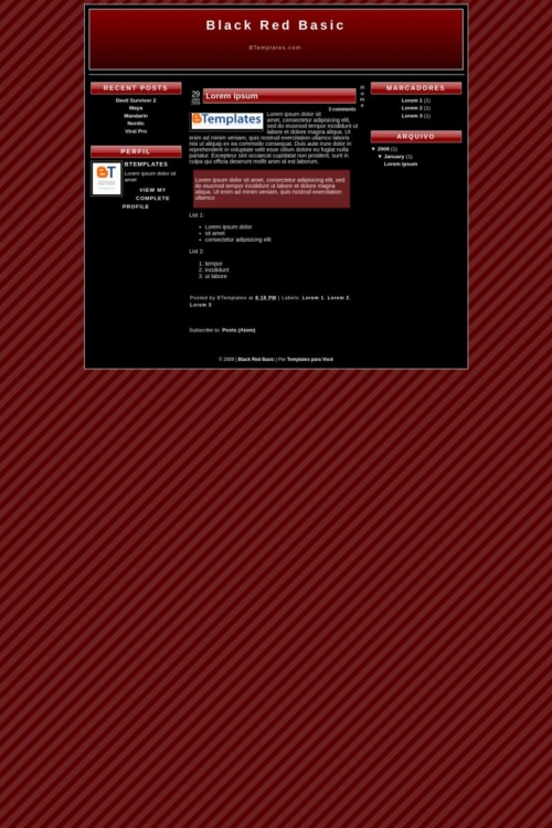 Black Red Basic Blogger Template BTemplates
