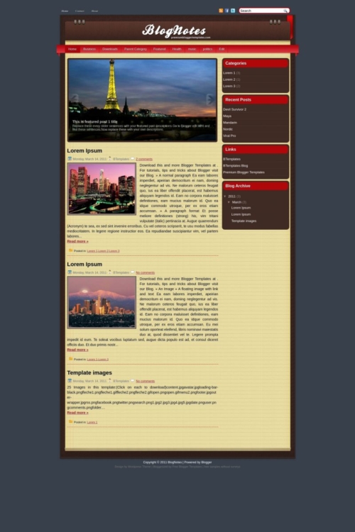 BlogNotes Blogger Template - BTemplates