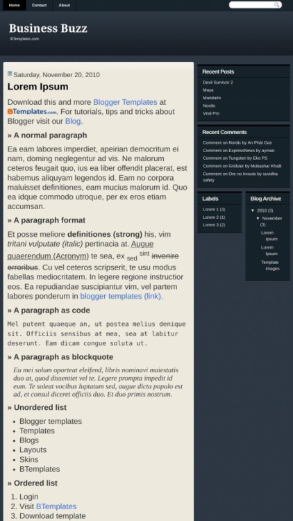 Business Buzz Blogger Template - BTemplates