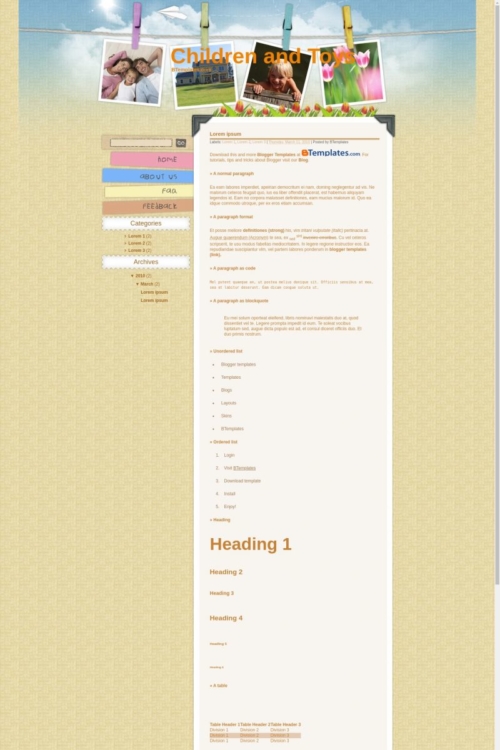 Children and Toys Blogger Template - BTemplates
