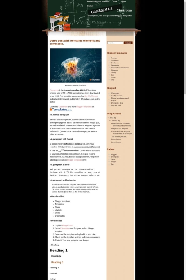 Classroom Blogger Template - BTemplates
