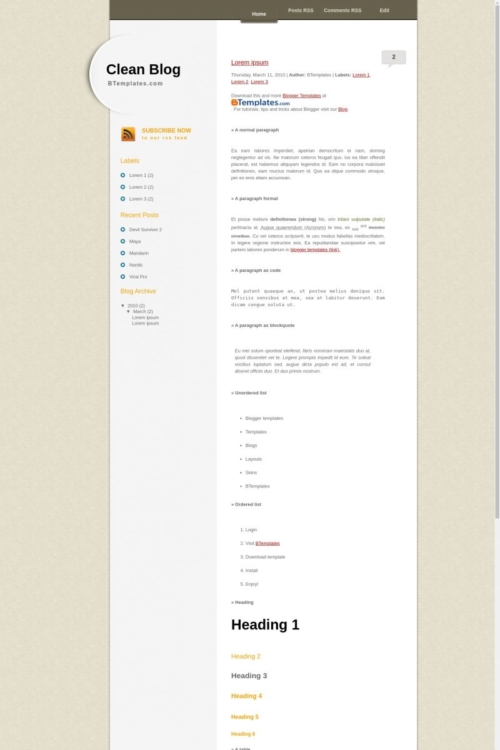 Clean Blog Blogger Template - BTemplates