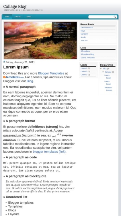 Collage Blog Blogger Template - BTemplates