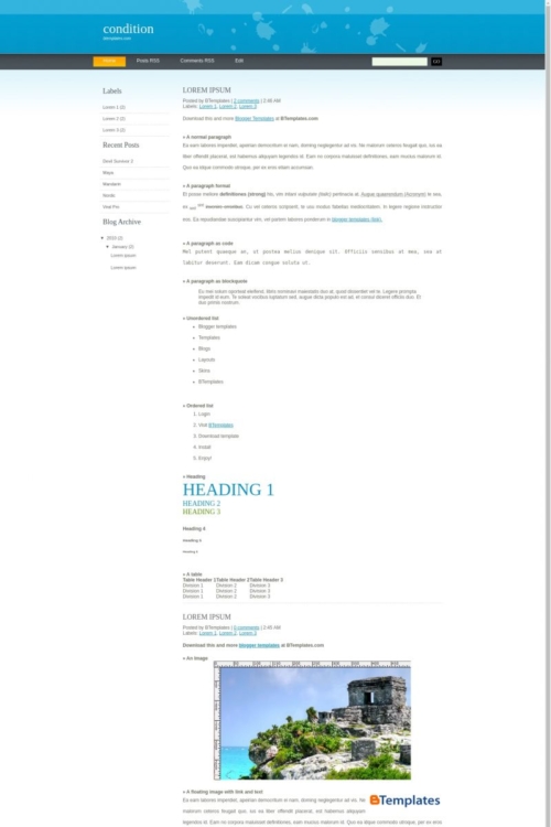 Condition Blogger Template - BTemplates
