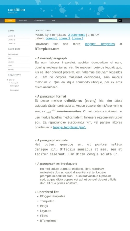 Condition Blogger Template - BTemplates