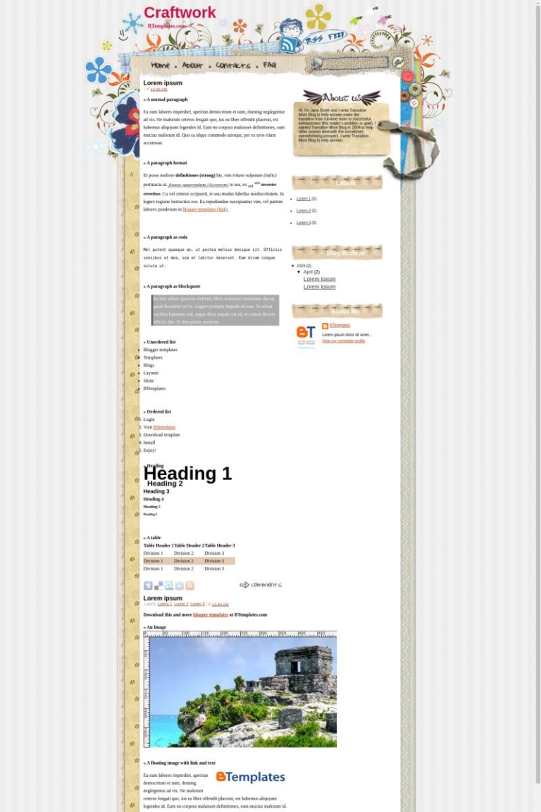 Craftwork Blogger Template - BTemplates