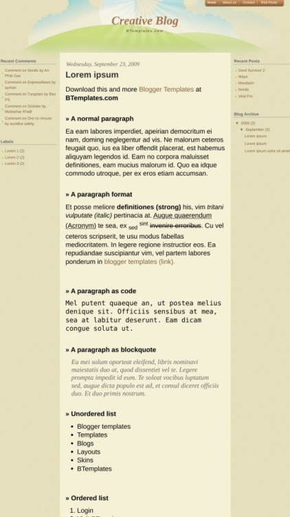 Creative Blog Format Creative Blog Blogger Template - BTemplates