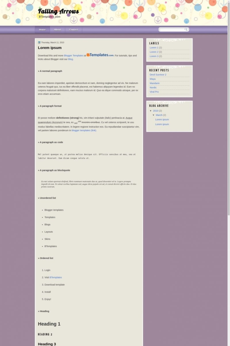 Falling Arrows Blogger Template - BTemplates
