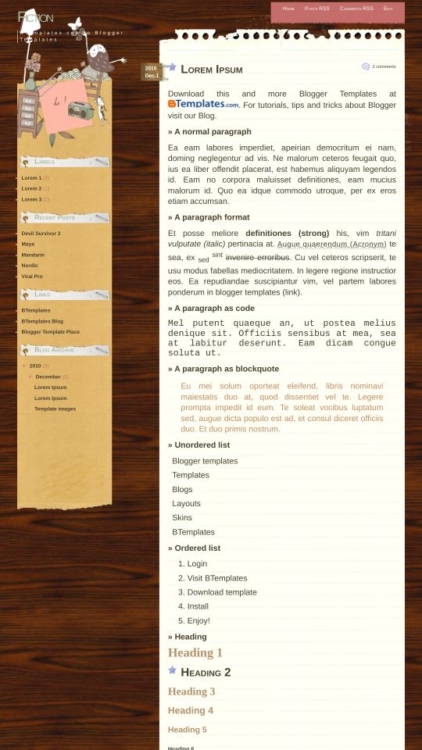 Fiction Blogger Template - BTemplates