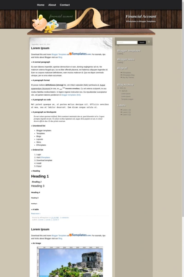 Financial Account Blogger Template - BTemplates
