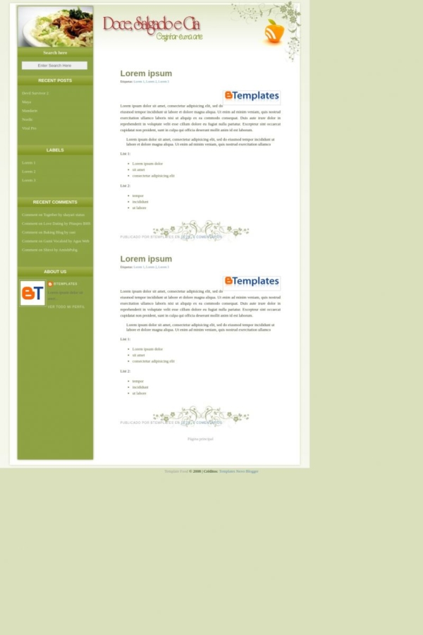 Food Blogger Template - BTemplates