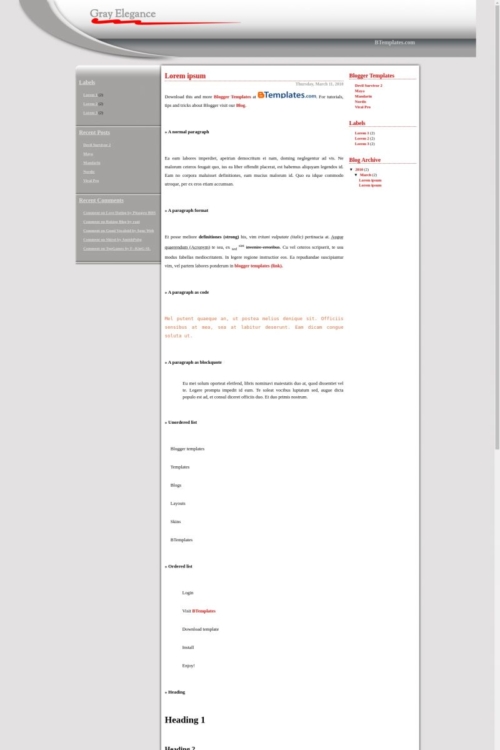 Gray Elegance Blogger Template - BTemplates