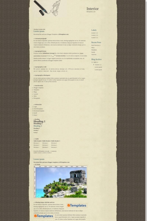 Interior Blogger Template - BTemplates