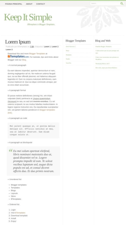 Simple Blogger Temp Keep It Simple Blogger Template - BTemplates