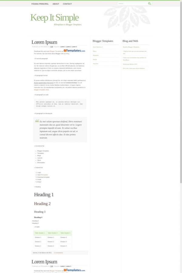 Simple Blogger Temp Keep It Simple Blogger Template - BTemplates