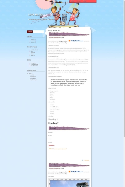 Blog Live Email Example Live Blog Blogger Template - BTemplates